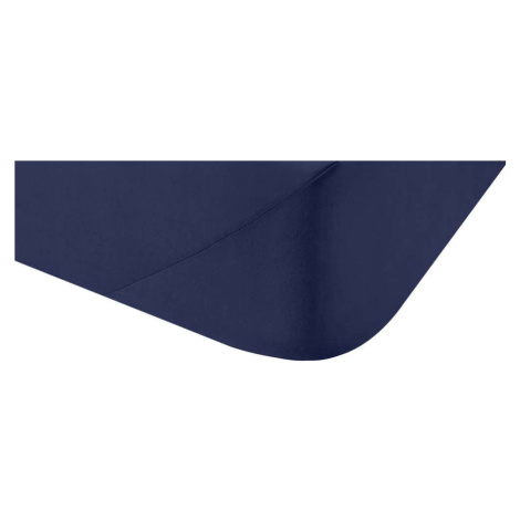 Tmavě modré napínací prostěradlo z bavlněného perkálu 185x200 cm Cotton Percale – Bianca