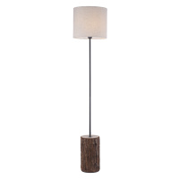 Venkovská stojací lampa dřevěná s bílým stínidlem - Oriana