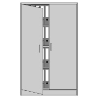 eurokraft pro STATUS - Kancelářská skříň, s otočnými dveřmi, 3 police, světle šedá