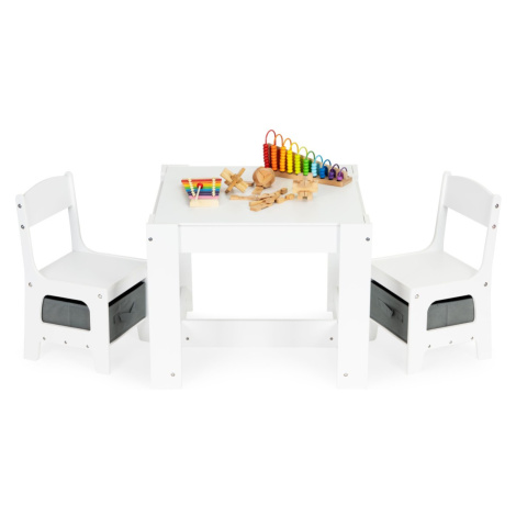 ECOTOYS Víceúčelový dětský stolek Burty se židlemi bílý