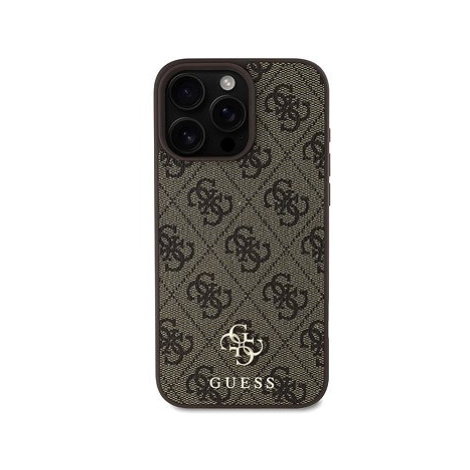 Guess PU 4G Small Metal Logo MagSafe Zadní Kryt pro iPhone 16 Pro Brown