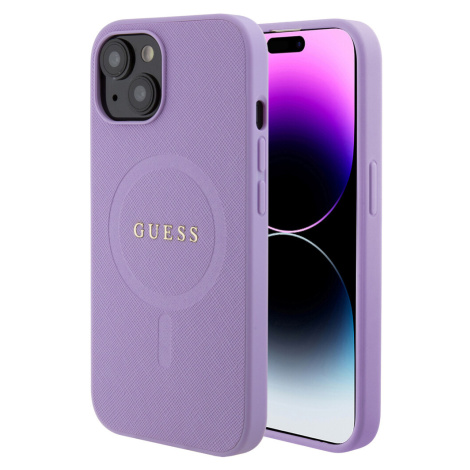 Guess PU Saffiano MagSafe kryt iPhone 15 fialový