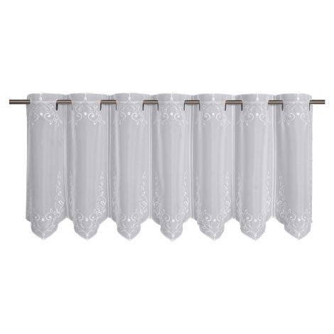 Sehlbach Vitrážová záclona s průchodem, vyšívané ozdoby, bílá, 135 x 45 cm