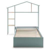 Modro-zelená dětská postel s policemi Marckeric Maria, 90 x 190 cm