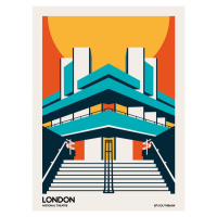 Ilustrace London BFI Southbank Brutalist Architecture, Retrodrome, 30 × 40 cm