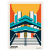 Ilustrace London BFI Southbank Brutalist Architecture, Retrodrome, 30x40 cm