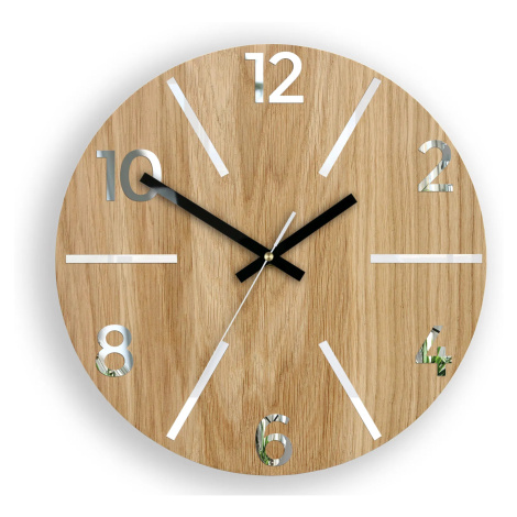 ModernClock Dřevěné nástěnné hodiny Aksel 33 cm dub přírodní/bílé
