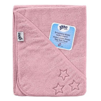 XKKO Organic BIO bavlněná froté osuška s kapucí 90 × 90 Baby Pink Stars