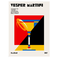 Ilustrace Vesper Martini Bauhaus Cocktail, Retrodrome, 30 × 40 cm