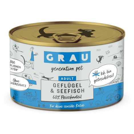 Grau krmivo pro kočky, drůbeží maso a mořské ryby 6× 200 g