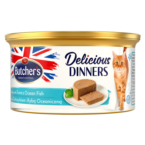 Butcher's Delicious Dinners pro kočky 48 × 85 g - výhodné balení - tuňák & mořské ryby Butcher´s