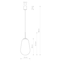 Euluna Závěsná lampa Pear ze skla, mosaz/čirá, výška 38 cm