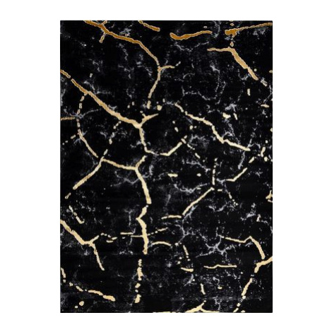 Kusový koberec Gloss 410A 86 3D mramor black/gold FOR LIVING