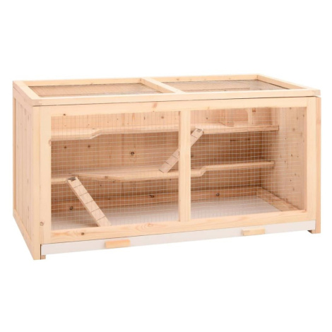 SHUMEE Klec pro křečky 89,5 × 45 × 45 cm masivní jedlové dřevo