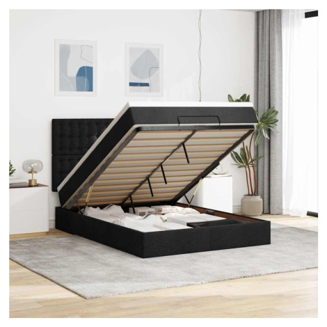 vidaXL Osmanský rám postele s matrací černá 140x190cm textil