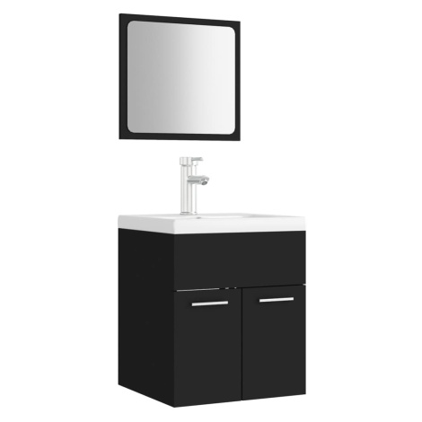 vidaXL Set koupelnového nábytku černý dřevotříska