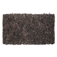 Hnědý shaggy kožený koberec 80x150 cm MUT, 57762