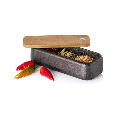 AdHoc Zásobník na koření Spice box Potta litinový s dřevěným víkem délka 17 cm