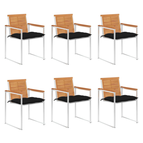 vidaXL Zahradní židle 6 ks s poduškami masivní akáciové dřevo