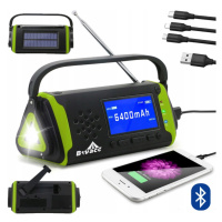 Solární rádio Bluetooth Powerbank 6400mAh Megamoc IPX3 HiFi Vodotěsné Led