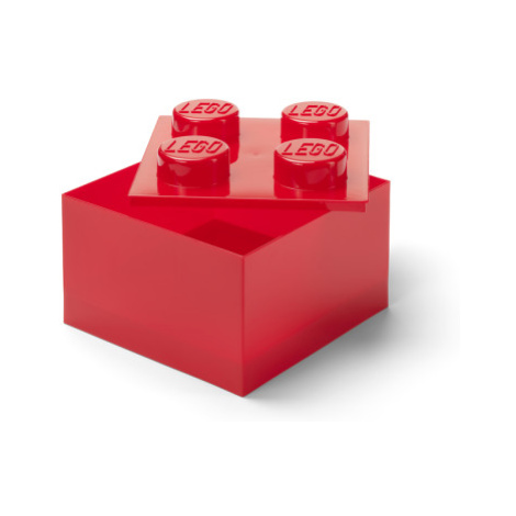 LEGO úložný box 4 s víkem - průhledná červená