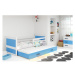 Dětská postel s výsuvnou postelí RICO 190x80 cm Šedá Bílá