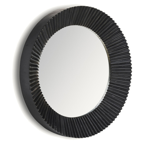 Estila Luxusní moderní černé kulaté nástěnné zrcadlo Plissé Nero se skládaným designem rámu 92 c