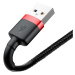 Baseus Cafule extra odolný nylonem opletený kabel USB / Lightning QC3.0 2,4A 0,5m black-red