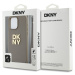 DKNY PU Leather Stack Logo Wrist Strap kryt iPhone 15 Pro béžový