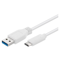 PremiumCord USB-C/male - USB 3.0 A/Male, bílý, 2m