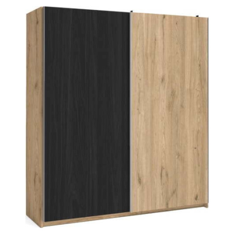 Černá šatní skříň v dekoru dubu s posuvnými dveřmi 182x200 cm Care - Marckeric