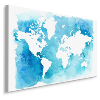 MyBestHome BOX Plátno Modrá A Bílá Mapa Světa Varianta: 40x30
