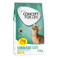 Concept for Life v bonusovém balení - 10 + 2 kg zdarma - Sterilised Cats kuřecí (10 + 2 kg)