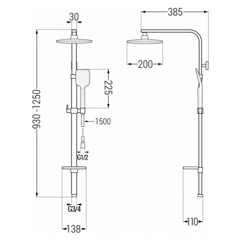 MEXEN/S Q62 chrom sprchový sloup 798626295-00