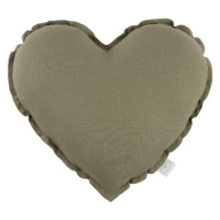 Cotton & Sweets Mini lněný polštář srdce olivová 28 cm
