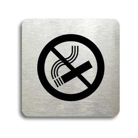 Accept Piktogram "zákaz kouření" (80 × 80 mm) (stříbrná tabulka - černý tisk bez rámečku)