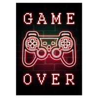 Ilustrace Game Over-Neon Gaming Quote, 30 × 40 cm