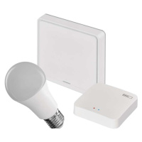 Sada GoSmart: 1x LED žárovka E27 / 9W / RGB / Zigbee, 1x ovladač scén, 1x ZigBee brána