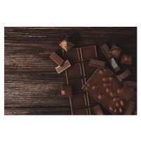 Fotografie Chocolate bars with nuts and candies close-up., Olena Ruban, 40 × 26.7 cm