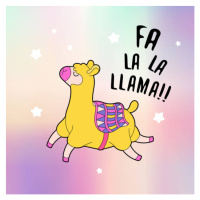 Ilustrace Cute fluffy llama alpaca card. Holographic, Vivali, 40 × 40 cm