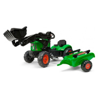 FALK Traktor šlapací SuperCharger zelený s přední lžící a valníkem