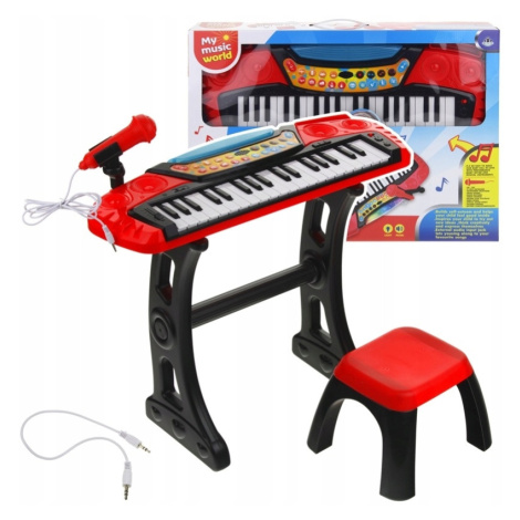 Keyboard Piano Varhany pro děti Mikrofon Stolička Červená Nahrávání