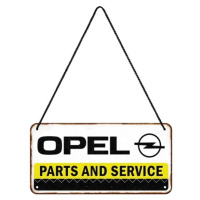 Plechová cedule Opel - Parts & Service, 20 × 10 cm