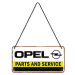 Plechová cedule Opel - Parts & Service, 20 × 10 cm