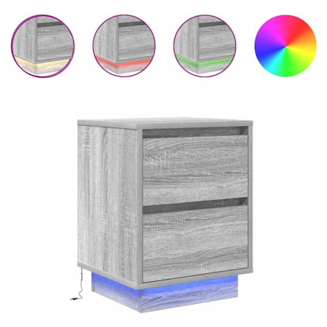 vidaXL Noční skříňka s LED světly Šedá Sonoma 38x34x50 cm