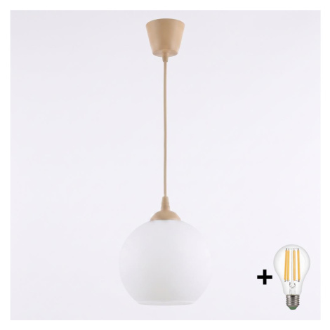 Brilagi - LED Lustr na lanku RETRO GLASS 1xE27/60W/230V pr. 15 cm béžová/bílá NSTK7432+TK8619A