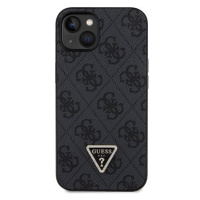 Guess PU 4G Strass Triangle Metal Logo Zadní Kryt + Crossbody Popruh pro iPhone 15 Black