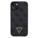 Guess PU 4G Strass Triangle Metal Logo Zadní Kryt + Crossbody Popruh pro iPhone 15 Black