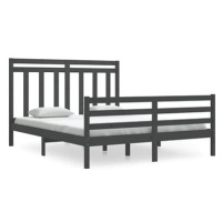 Rám postele šedý masivní dřevo 160 × 200 cm, 3105327