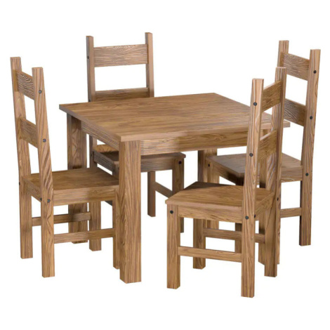 Idea Jídelní stůl 92x92 +  židle EL DORADO dub antik